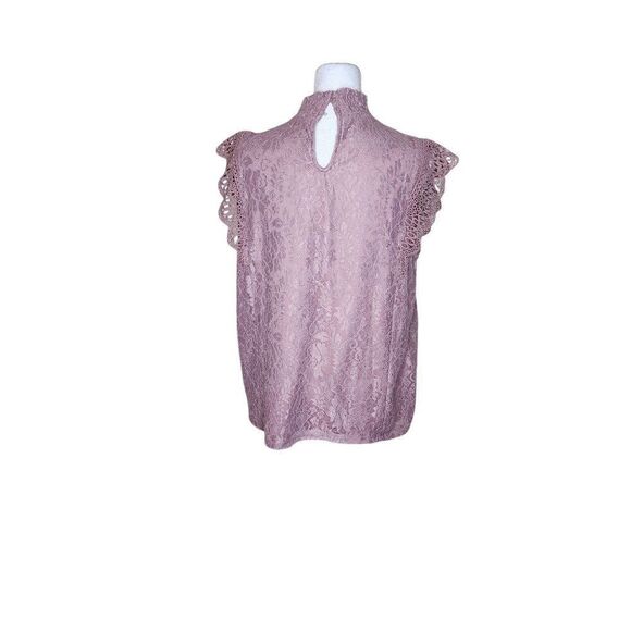 Cable and Gauge Sleeveless Lace High Collar Top Blouse Womens Size XL Pink - Picture 3 of 7